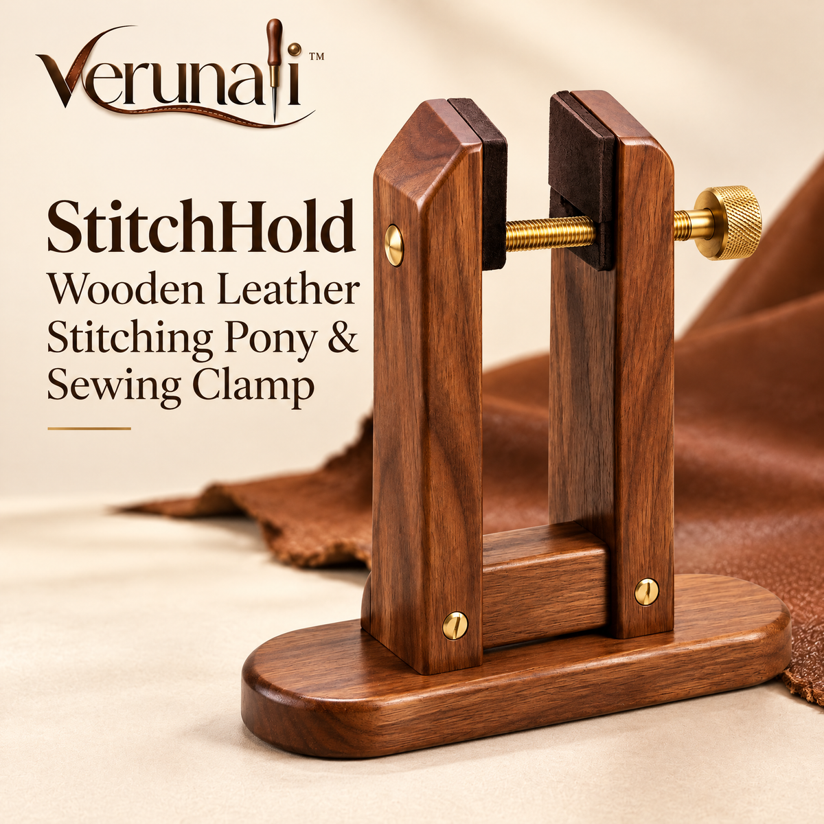 verunali™ StitchHold Wooden Leather Stitching Pony & Sewing Clamp