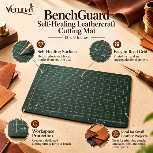 verunali™ BenchGuard Self-Healing Leathercraft Cutting Mat, 12 × 9 Inches