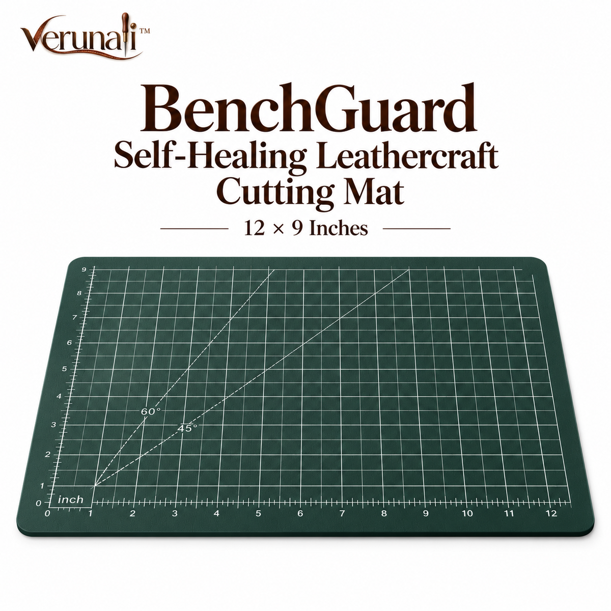 verunali™ BenchGuard Self-Healing Leathercraft Cutting Mat, 12 × 9 Inches