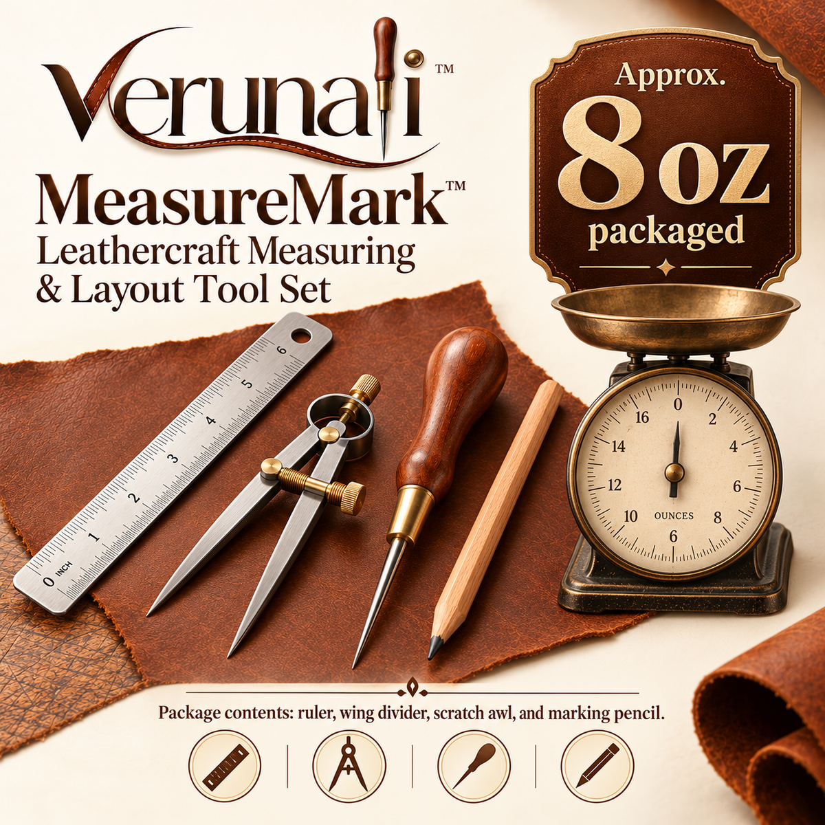 verunali™ MeasureMark Leathercraft Measuring & Layout Tool Set