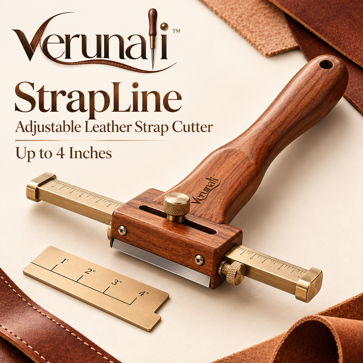 verunali™ StrapLine Adjustable Leather Strap Cutter, Up to 4 Inches