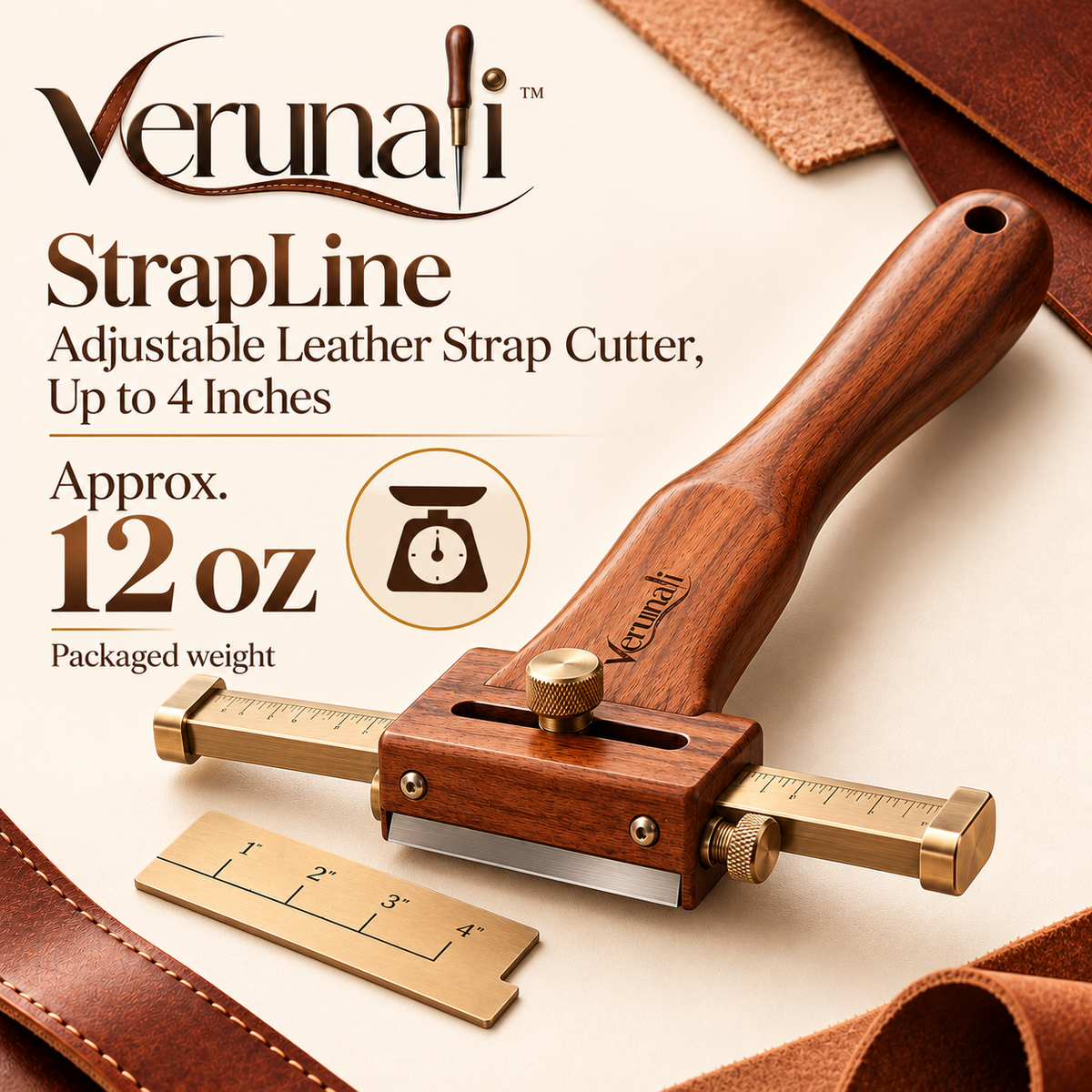 verunali™ StrapLine Adjustable Leather Strap Cutter, Up to 4 Inches