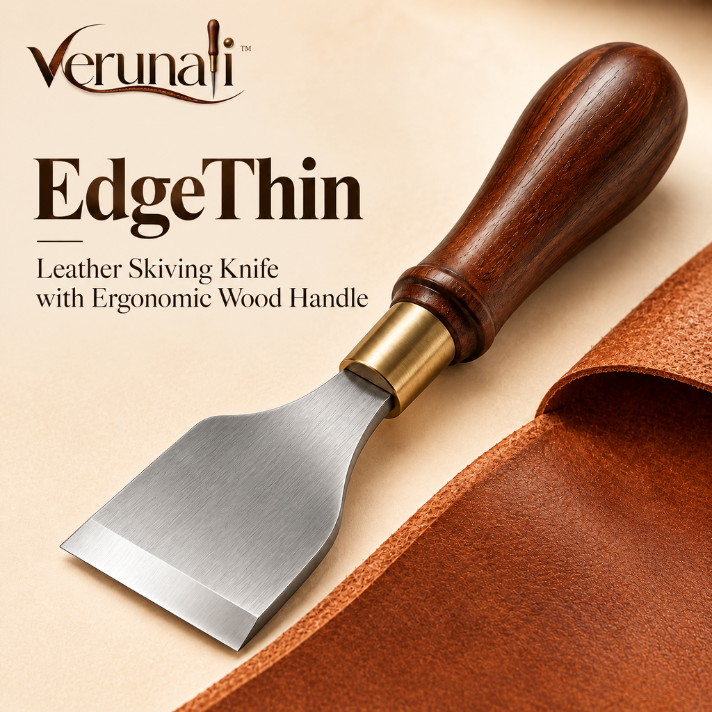 verunali™ EdgeThin Leather Skiving Knife with Ergonomic Wood Handle