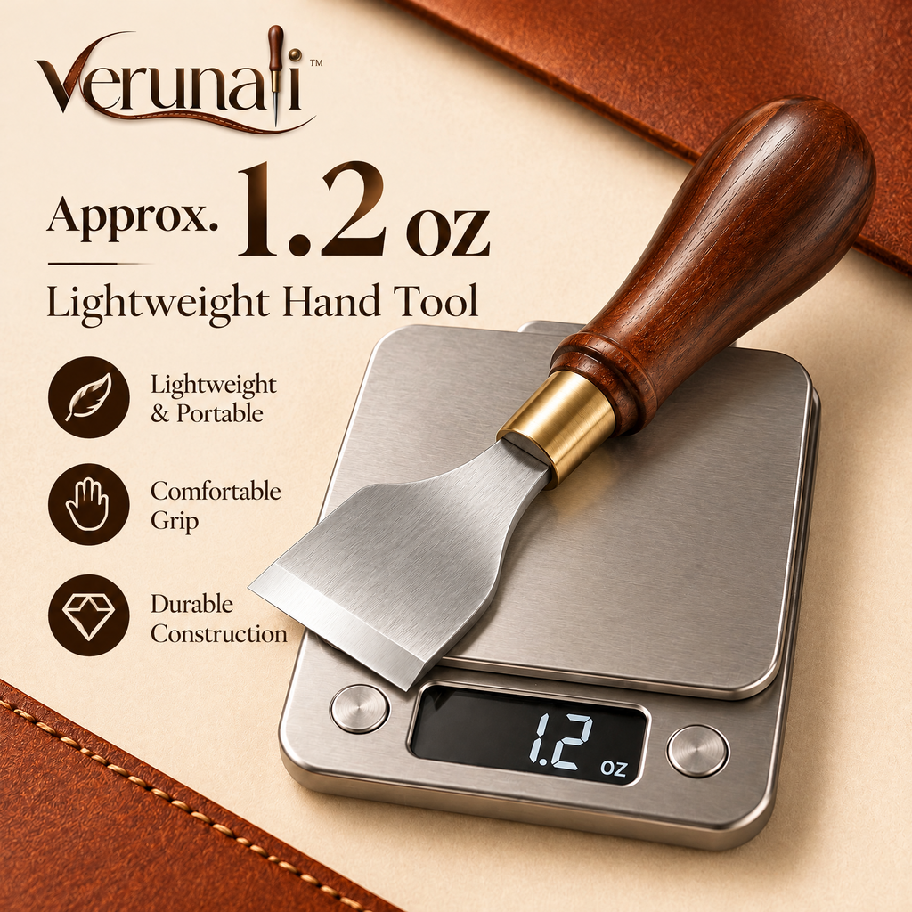 verunali™ EdgeThin Leather Skiving Knife with Ergonomic Wood Handle