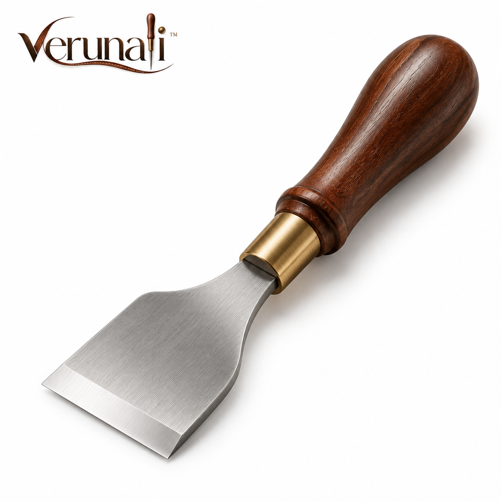 verunali™ EdgeThin Leather Skiving Knife with Ergonomic Wood Handle