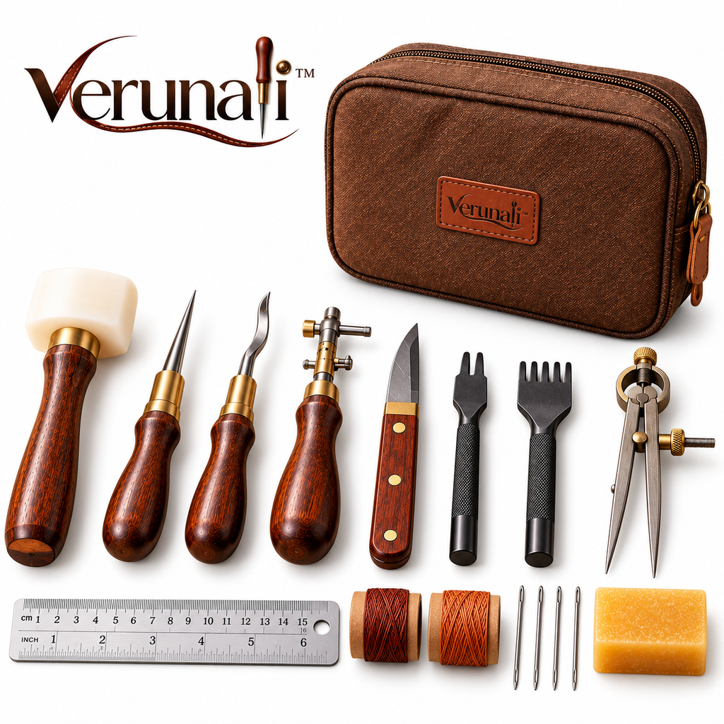 verunali™ CraftStart 18-Piece Leatherworking Tool Kit for Beginners
