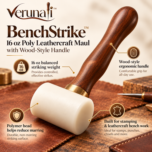 verunali™ BenchStrike 16 oz Poly Leathercraft Maul with Wood-Style Handle