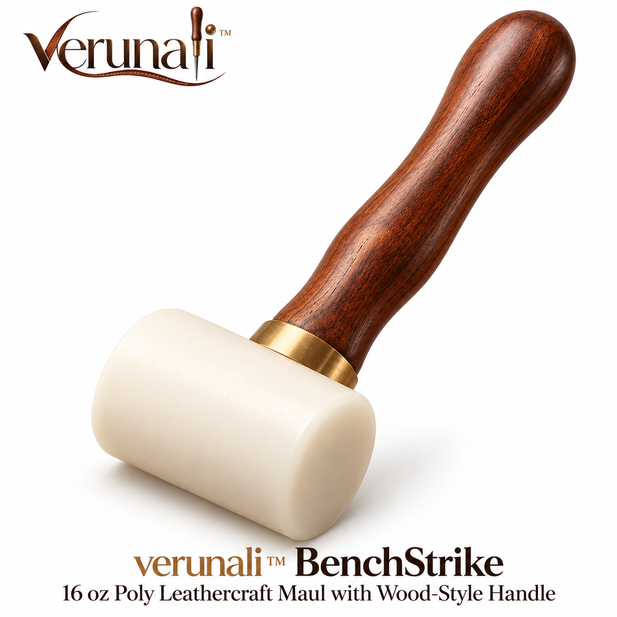 verunali™ BenchStrike 16 oz Poly Leathercraft Maul with Wood-Style Handle