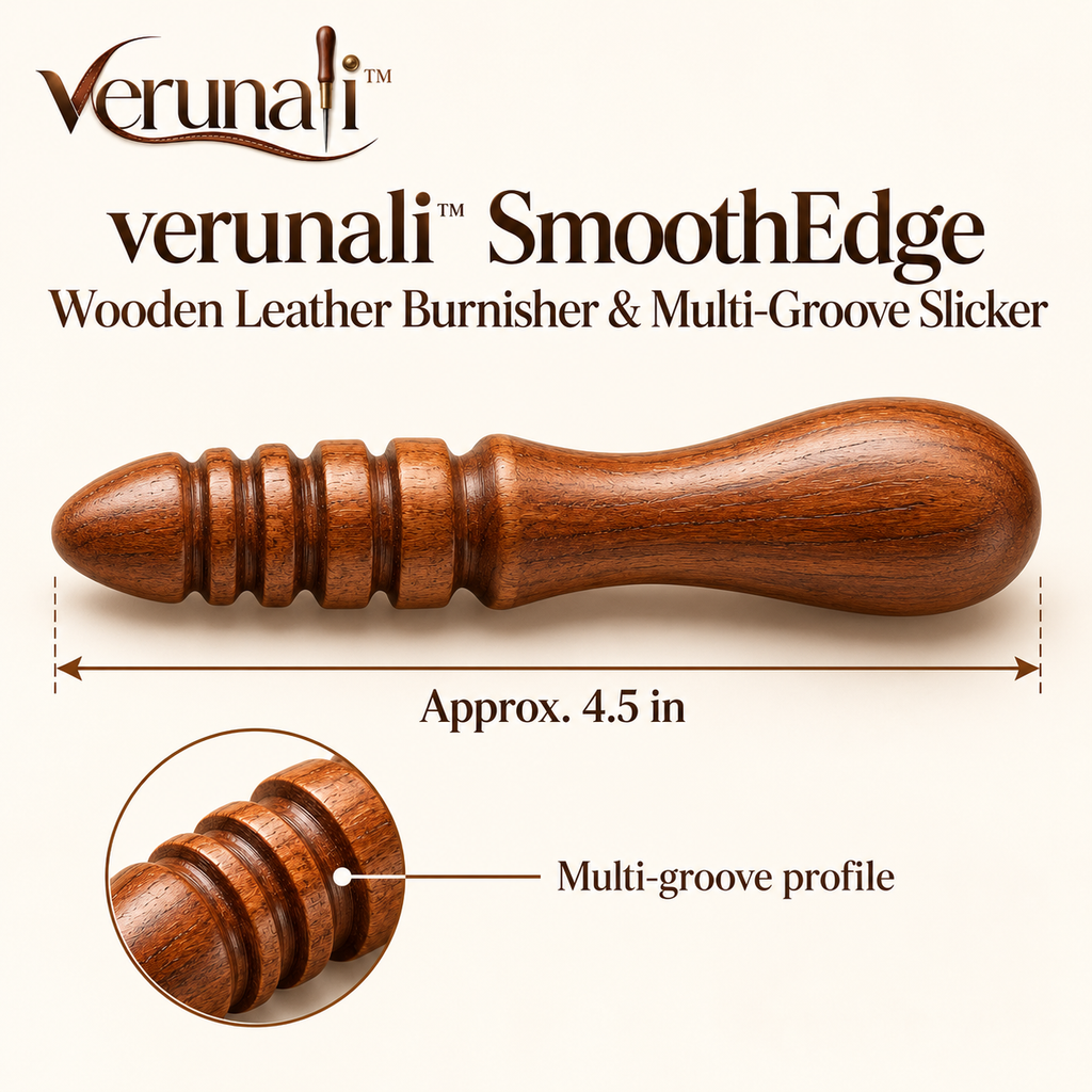 verunali™ SmoothEdge Wooden Leather Burnisher & Multi-Groove Slicker
