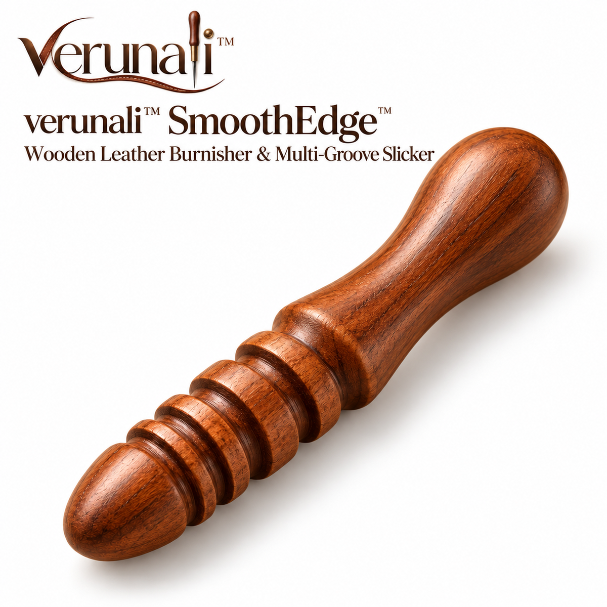 verunali™ SmoothEdge Wooden Leather Burnisher & Multi-Groove Slicker