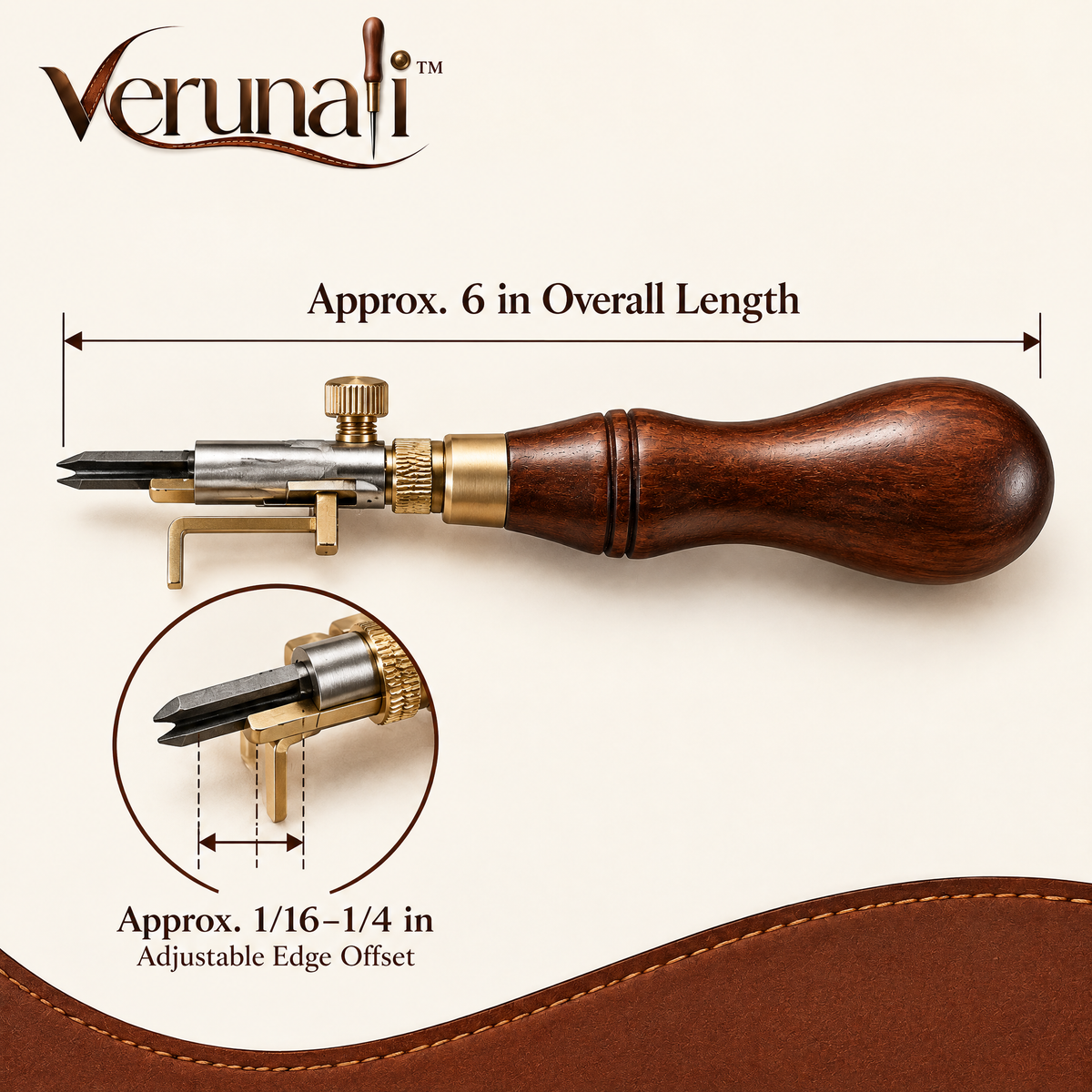 verunali™ LineCraft Adjustable Leather Stitching Groover & Edge Marker