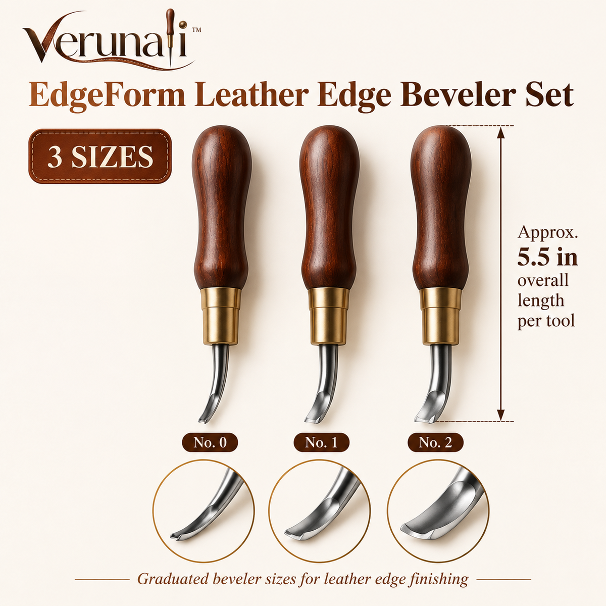 verunali™ EdgeForm Leather Edge Beveler Set, 3 Sizes