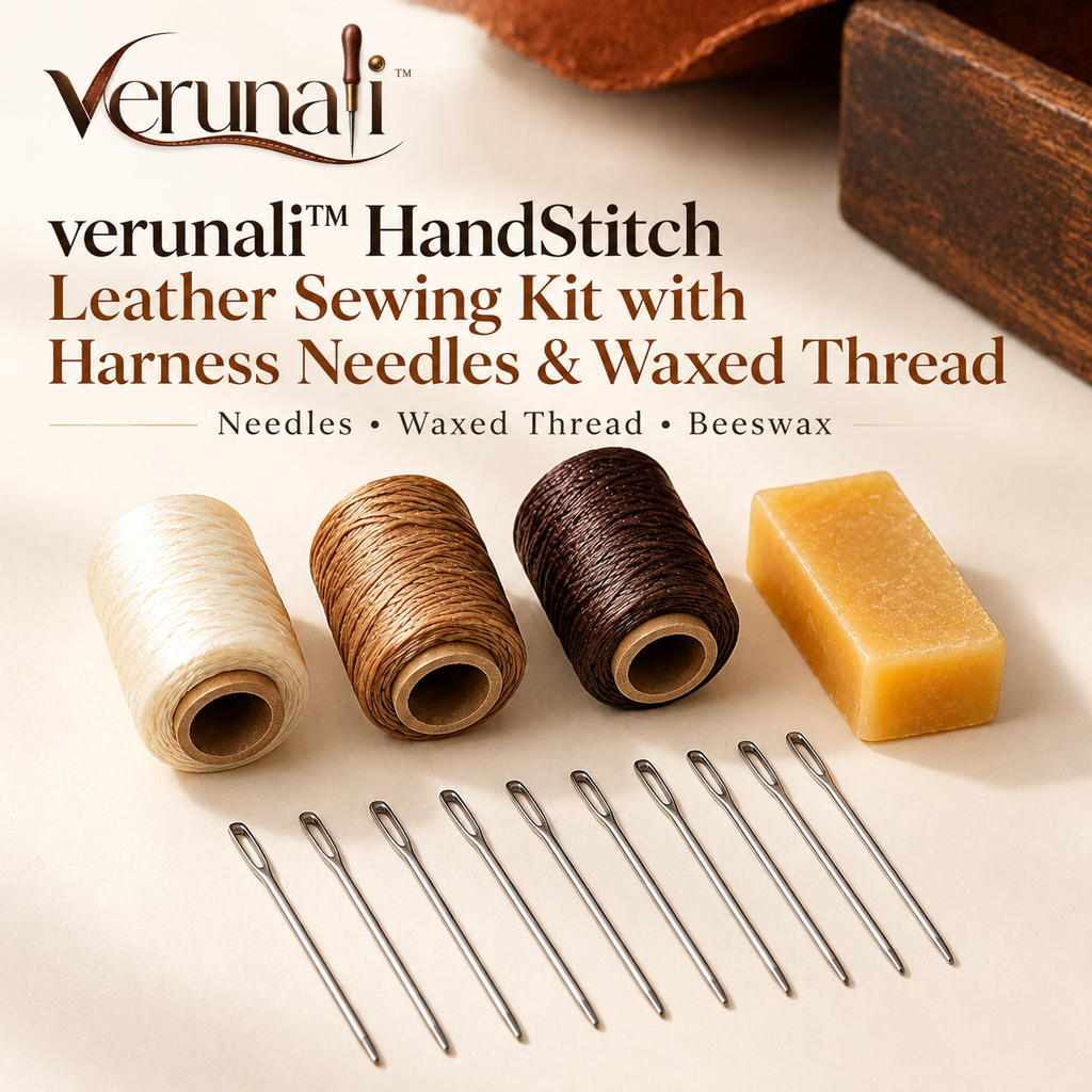 verunali™ HandStitch Leather Sewing Kit with Harness Needles & Waxed Thread