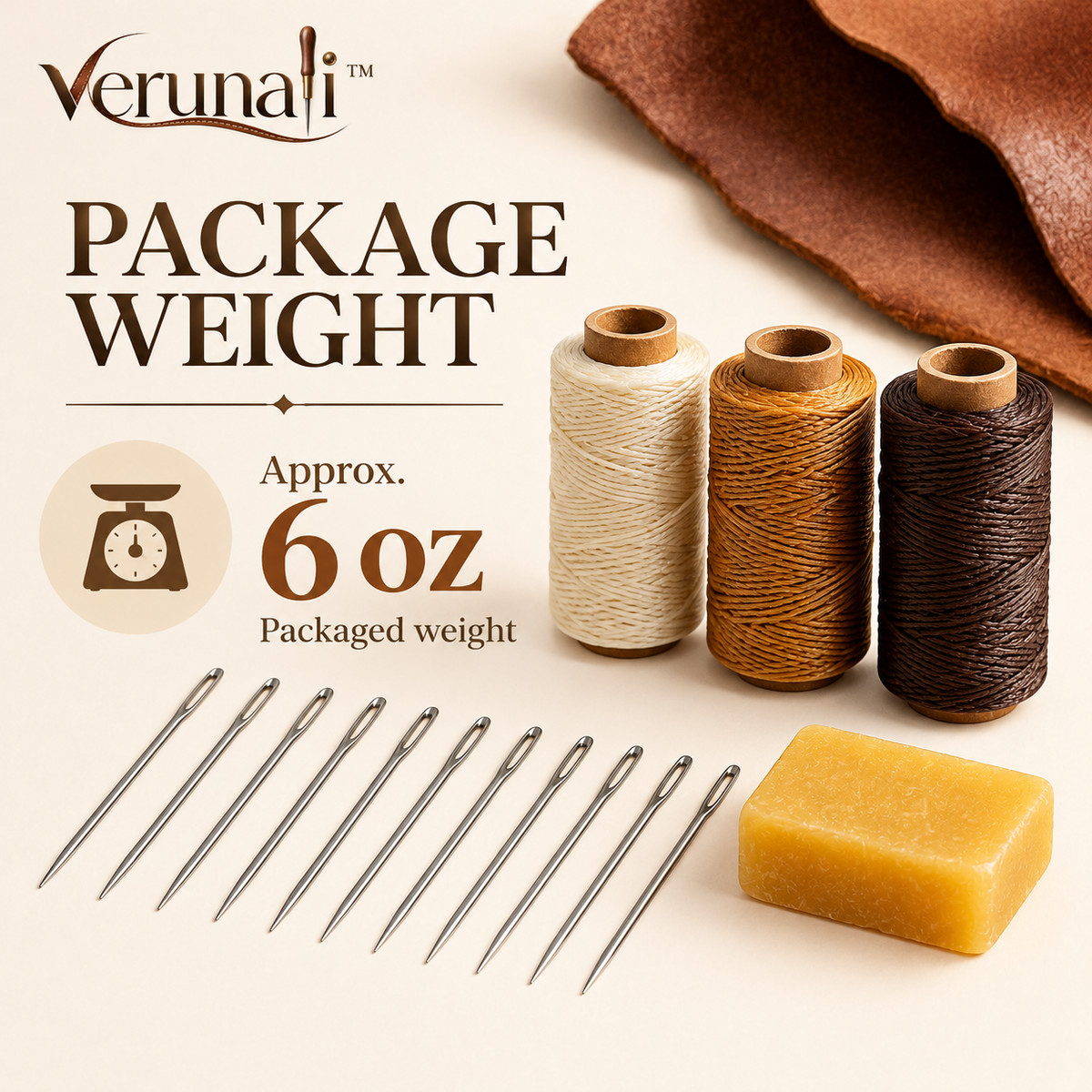 verunali™ HandStitch Leather Sewing Kit with Harness Needles & Waxed Thread