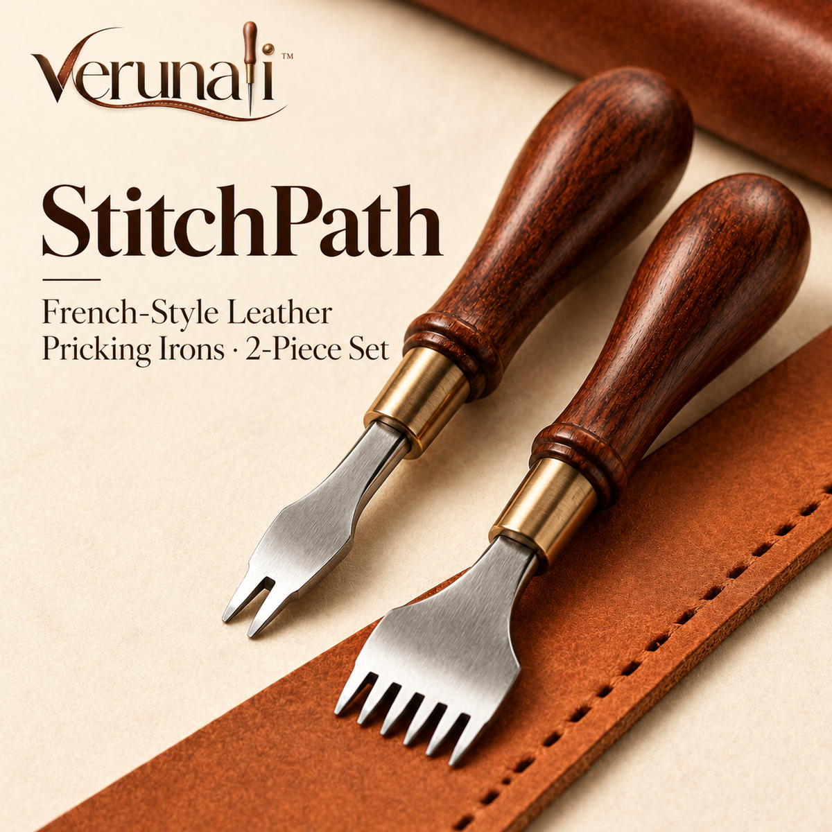 verunali™ StitchPath French-Style Leather Pricking Irons, 2-Piece Set
