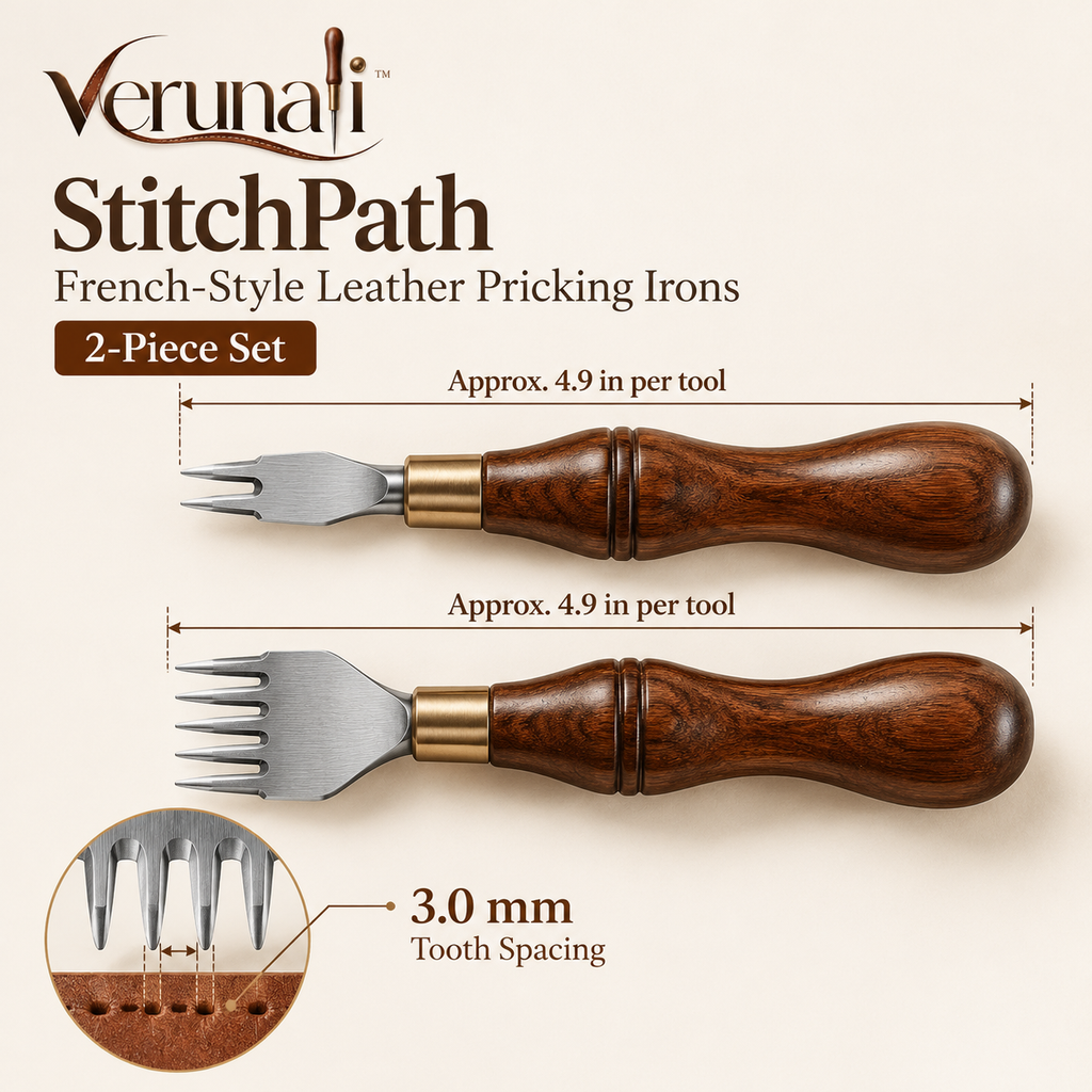 verunali™ StitchPath French-Style Leather Pricking Irons, 2-Piece Set